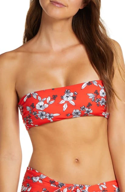 Shop Veronica Beard Catarina Bandeau Bikini Top In Red Multi