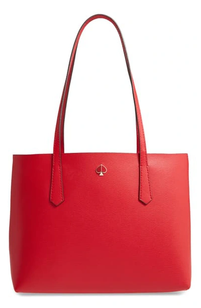 Shop Kate Spade Small Molly Leather Tote In Hot Chili