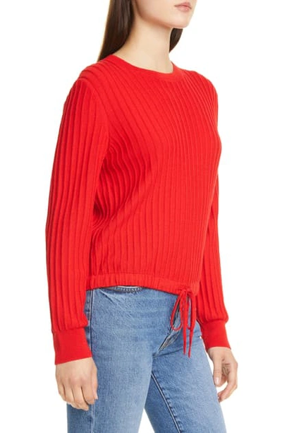 Shop A.p.c. Taeko Rib Drawstring Merino Wool Sweater In Rouge