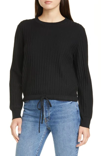 Shop Apc Taeko Rib Drawstring Merino Wool Sweater In Noir