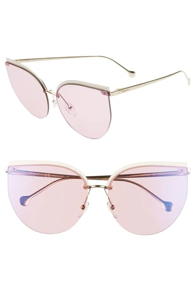 Shop Ferragamo 64mm Oversize Rimless Cat Eye Sunglasses In Rose/ Gold