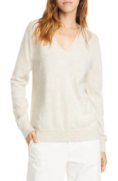 Shop Vince Weekend V-neck Cashmere Sweater In Heather Dove Oat