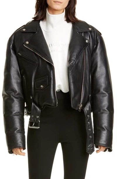 Shop Alexander Wang Padded Leather Biker Jacket In Black