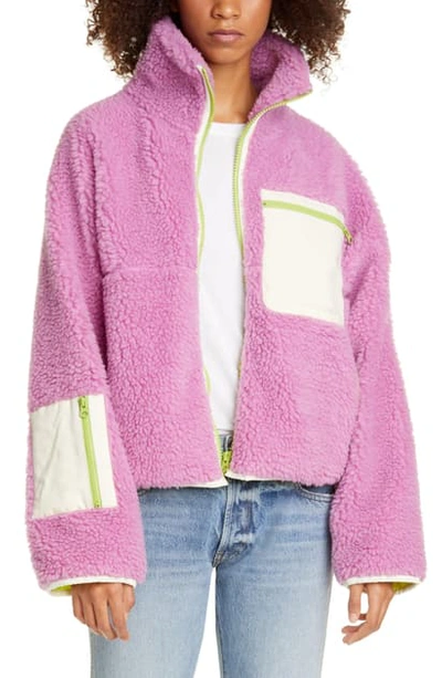 Shop Sandy Liang Ponyo Faux Fur Jacket In Pink