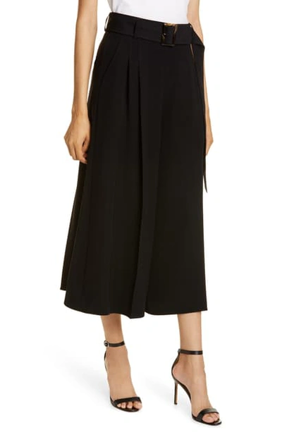 Shop Adeam Belted Crepe Culottes In Black