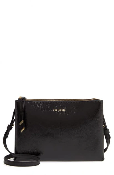 Shop Ted Baker Deenah Double Zip Leather Crossbody Bag In Black