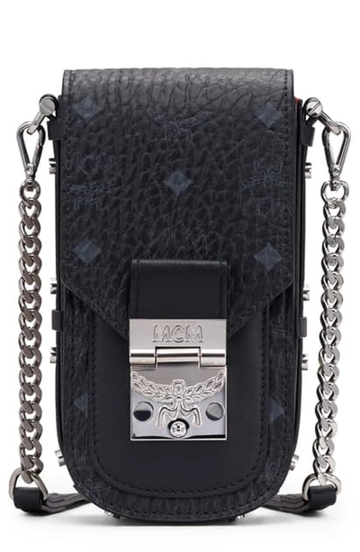 Shop Mcm Mini Patricia Visetos Coated Canvas & Leather Crossbody Bag In Black