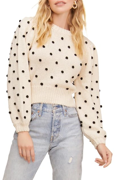 Shop Astr Aidy Pompom Dot Sweater In Cream-cream