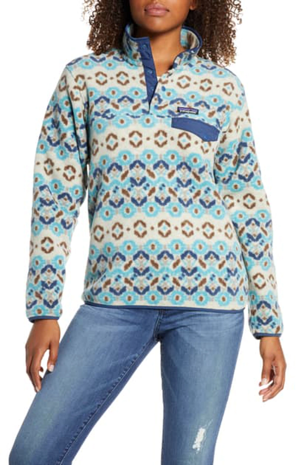 Patagonia Synchilla Snap t Recycled Fleece Pullover In Tundra Cluster Big Sky Blue ModeSens