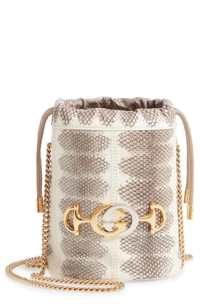 Shop Gucci Mini Genuine Snakeskin Bucket Bag In Rock/ Greyhound