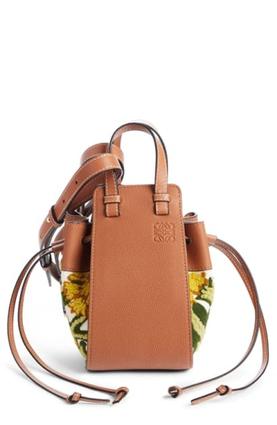 Shop Loewe Mini Hammock Floral Leather Hobo In Yellow