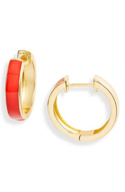 Shop Argento Vivo Enamel Plated Hoop Earrings In Red/ Gold