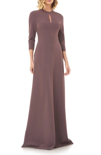 Shop Kay Unger Hannah Stretch Crepe A-line Gown In Mink