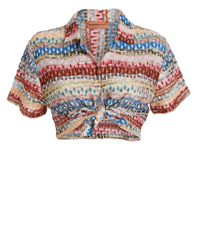 Shop Missoni Knit Jacquard Crop Top In Rainbow/blush