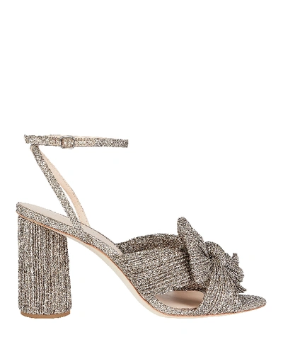 Shop Loeffler Randall Camellia Pleated Bow Front Sandals In Gold