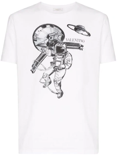 Shop Valentino Astronaut Print T-shirt In White