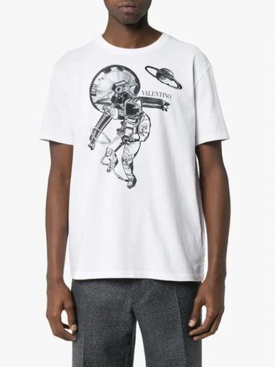 Shop Valentino Astronaut Print T-shirt In White