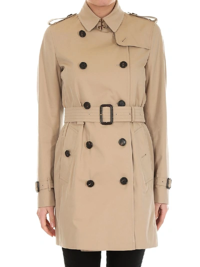 Shop Burberry Cotton Trench In Beige
