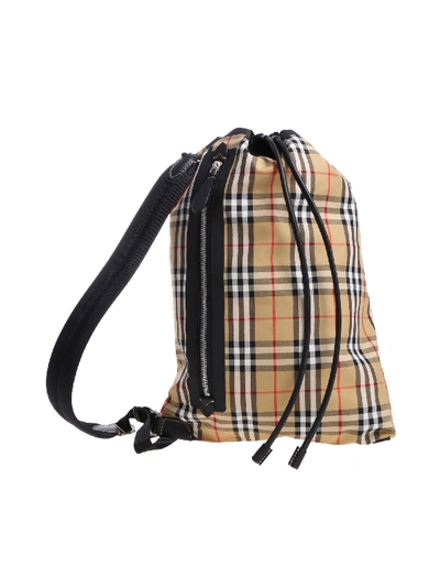 Shop Burberry Checked Printed "duffle" Bag In Beige