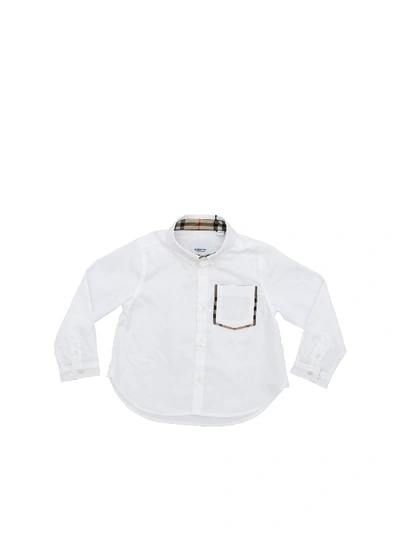 Shop Burberry Harry Shirt In White With Check Details