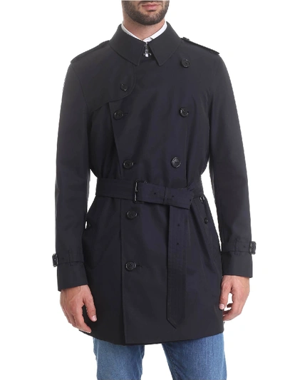 Shop Burberry Wimbledon Trench Coat In Navy Blue