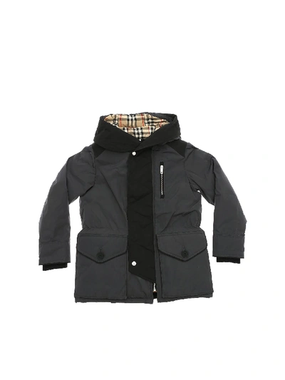 Shop Burberry Eddie Down Jacket With Hood In Anthracite Color In Black