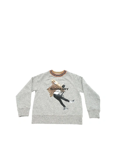 Shop Burberry Jumping Sweatshirt With Fotografica Print In Grey