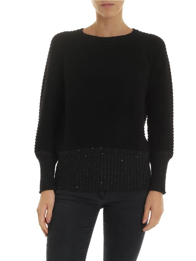 Shop Lorena Antoniazzi Pullover In Black With Sequins On The Bottom