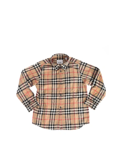 Shop Burberry Vintage Check Flannel Fredrick Shirt In Beige