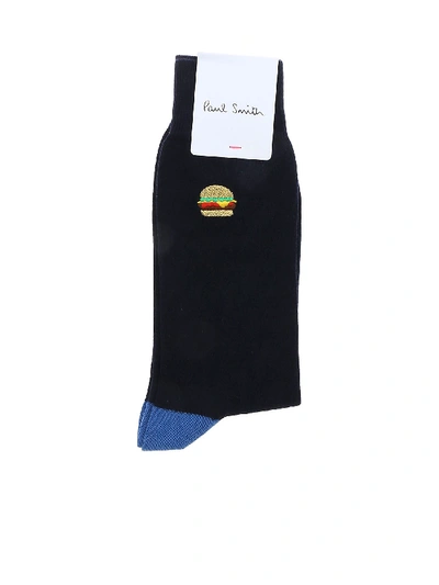 Shop Paul Smith Blue Socks With Hamburger Patch