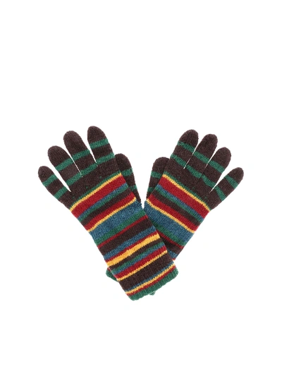 Shop Paul Smith Brown Striped Gloves