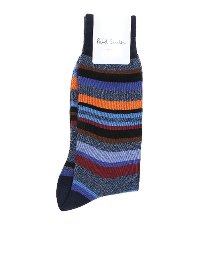 Shop Paul Smith Aster Socks In Melange Blue In Multi