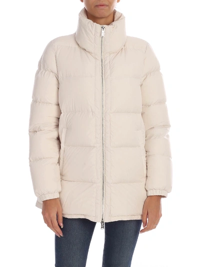 Shop Add Down Jacket In Ivory Color With Metal Logo In White