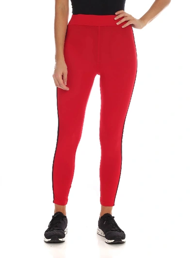 Shop Gcds Red Leggings With Branded Bands