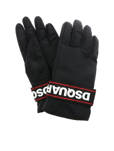 Shop Dsquared2 Logo Gloves In Black