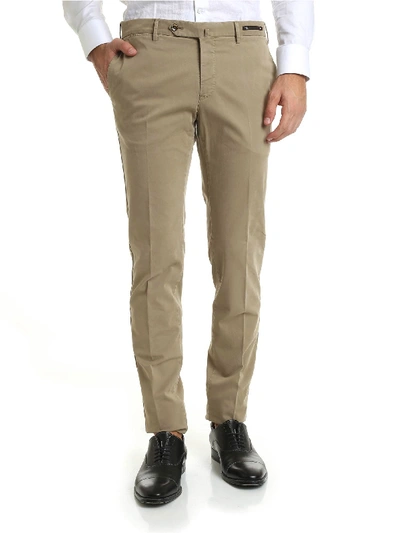Shop Pt01 Super Slim Fit Trousers In Beige