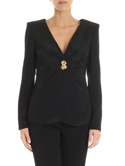 Shop Moschino Dollar Studs Blouse In Black