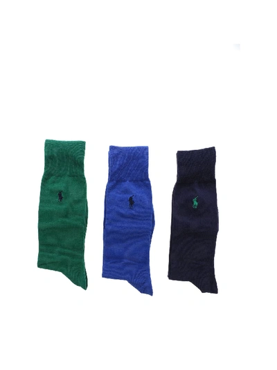 Shop Polo Ralph Lauren Men's Socks Set In Blue Light Blue And Green In Multi