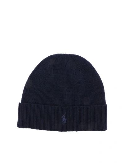Polo Ralph Lauren Polo Logo-embroidered Ribbed Beanie Hat In Blue | ModeSens