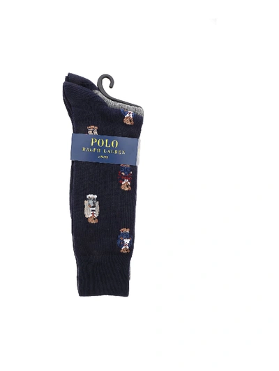 Shop Polo Ralph Lauren Blue And Grey Men's Socks In Multi