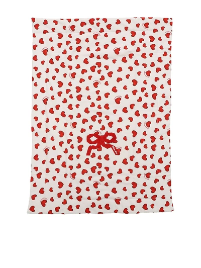 Shop Monnalisa Padded Blanket With Hearts Print In Red