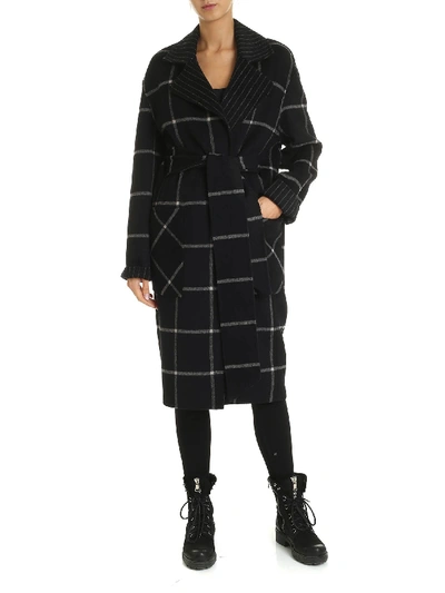 Shop Karl Lagerfeld Double Face Coat In Black And Gray