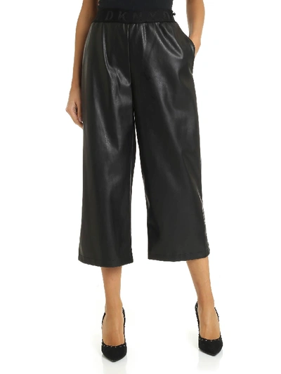 Shop Dkny Wide Trousers With Elasticated Waist In Black