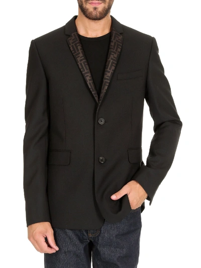Shop Fendi Ff Organza Lapels Jacket In Black