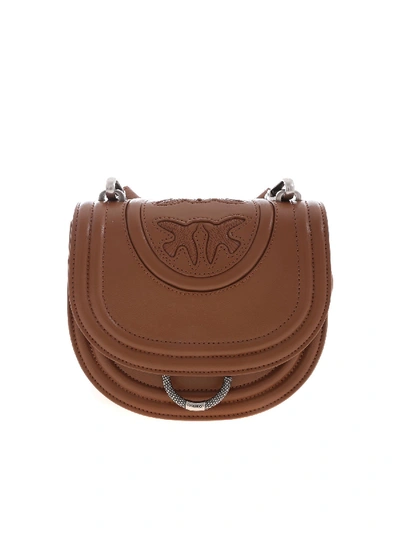 Shop Pinko Round Love Bag In Brown