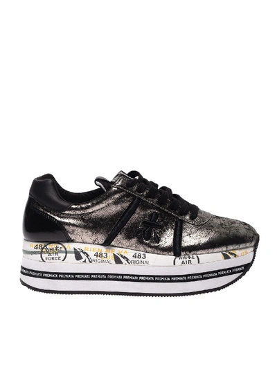 Shop Premiata Beth Sneakers In Laminated Grey