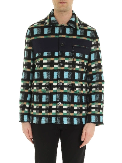 Shop Kenzo Black Jacket With Multicolor Pattern