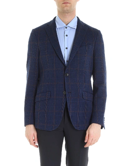 Shop Etro Check Pattern Jacket In Blue