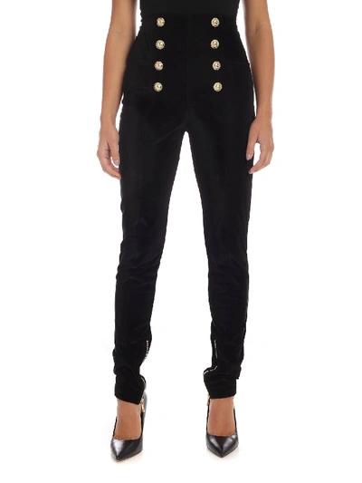 Shop Balmain 8-buttons Skinny Pants In Black