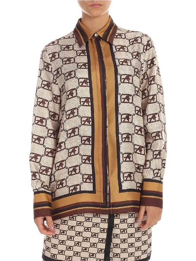 Shop Alberta Ferretti Logo Story Printed Shirt In Beige